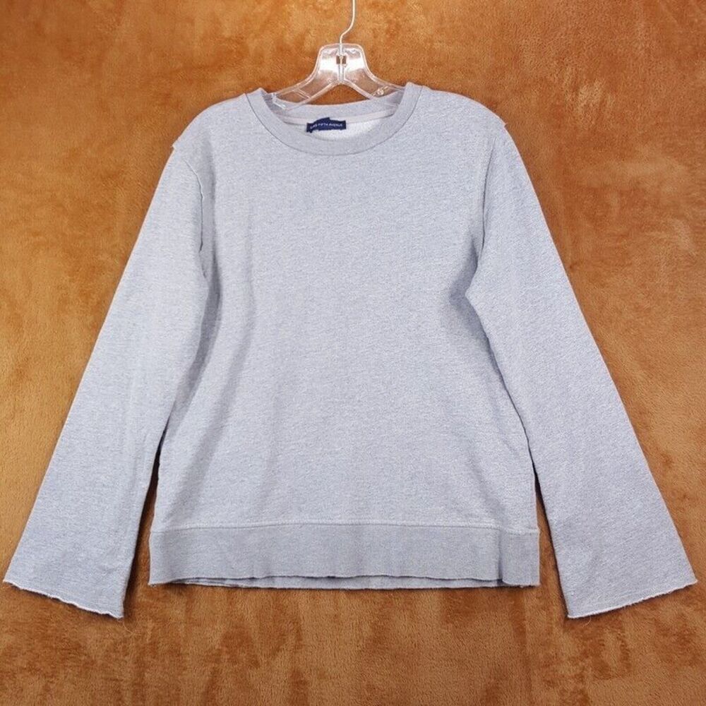 SAKS FIFTH AVE Sweatshirt Womens Medium Heathered Gray Pullover Crew Comfort